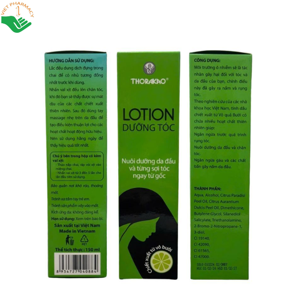 Lotion dưỡng tóc tinh dầu bưởi Thorakao kích thích mọc tóc và giảm rụng tóc (Chai 150ml)