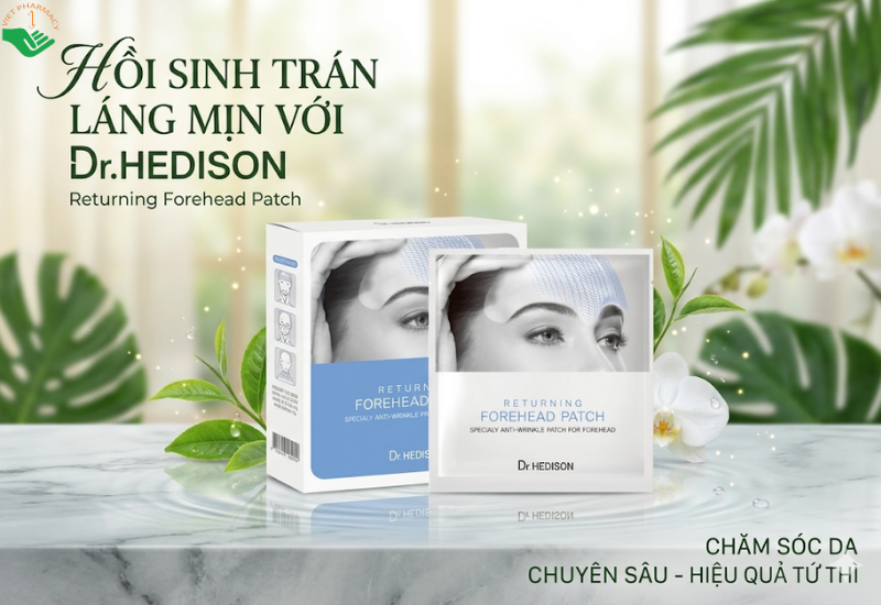 Mặt nạ trán Returning Forehead Patch Dr.Hedison giúp tăng độ đàn hồi và làm chậm quá trình lão hóa (Hộp x 10 miếng)