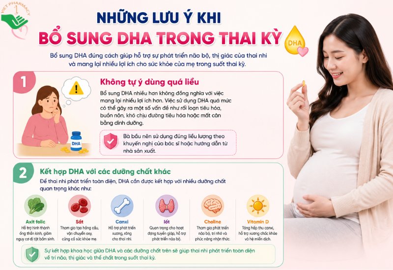 Những lưu ý khi bổ sung DHA trong thai kỳ