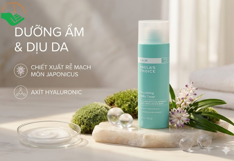 Nước cân bằng dịu nhẹ cho da nhạy cảm Calm Nourishing Milky Toner Paula's Choice giúp cấp ẩm và hỗ trợ phục hồi da (Chai 118ml)