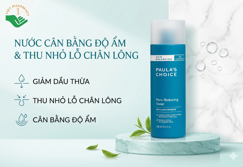 Nước cân bằng độ ẩm Skin Balancing Pore-Reducing Toner Paula's Choice giảm dầu thừa và thu nhỏ lỗ chân lông (Chai 190ml)