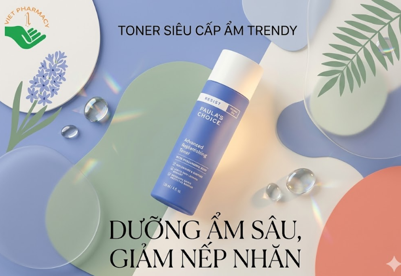 Nước cân bằng Resist Advanced Replenishing Toner Paula's Choice dưỡng ẩm và làm giảm nếp nhăn trên da (Chai 118ml)