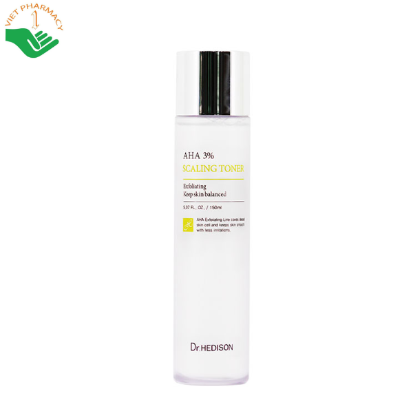 Nước hoa hồng AHA 3% Scaling Toner Dr.Hedison hỗ trợ làm sáng da và tẩy tế bào chết dịu nhẹ (Chai 150ml)