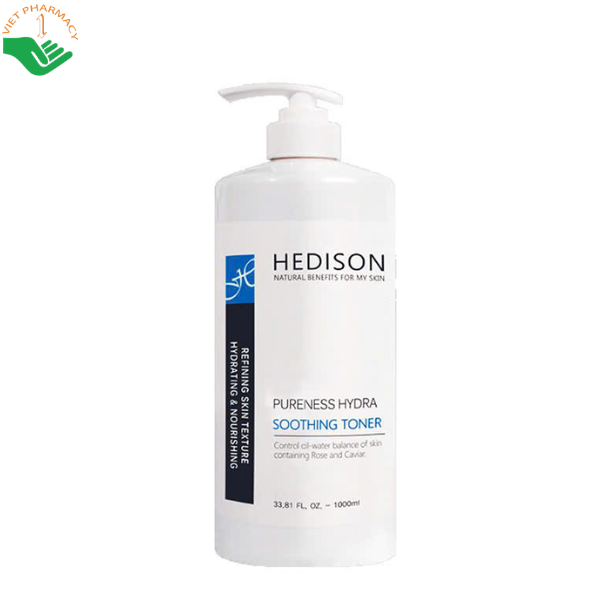 Nước hoa hồng cân bằng pH Pureness Hydra Smoothing Toner Dr.Hedison hỗ trợ se khít lỗ chân lông (Chai 1000ml)