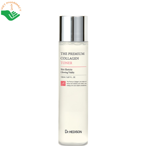 Nước hoa hồng Collagen cao cấp The Premium Collagen Toner Dr.Hedison hỗ trợ làm chậm quá trình lão hóa (Chai 150ml)