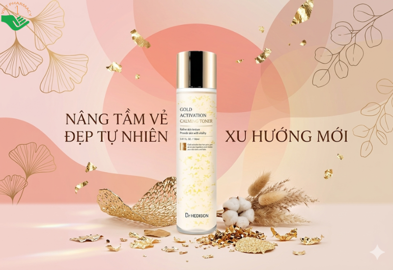 Nước hoa hồng Gold Activation Calming Toner Dr.Hedison cân bằng độ pH và làm dịu da (Chai 150ml)