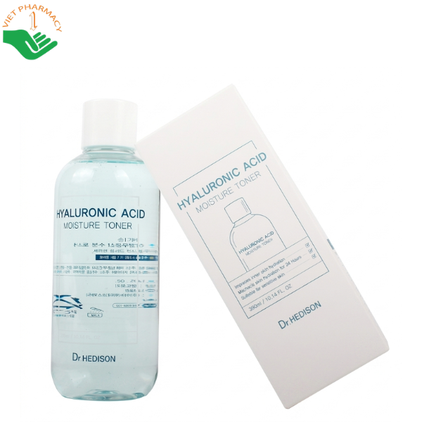 Nước hoa hồng Hyaluronic Acid Moisture Toner Dr.Hedison duy trì độ trong da lên đến 24 giờ (Chai 300ml)