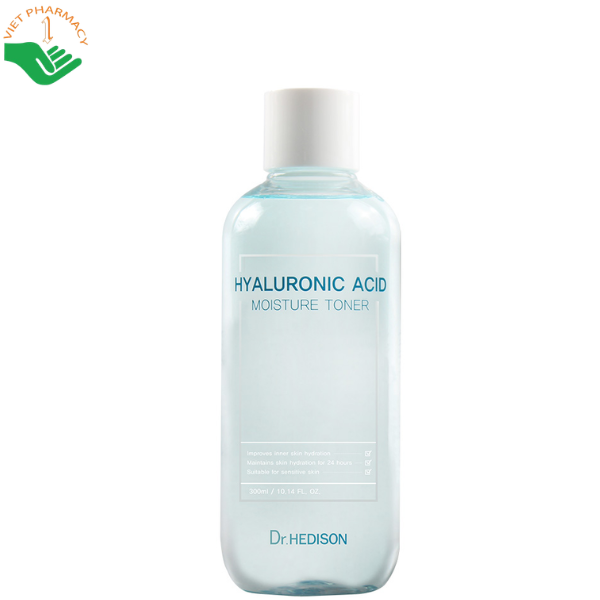 Nước hoa hồng Hyaluronic Acid Moisture Toner Dr.Hedison duy trì độ trong da lên đến 24 giờ (Chai 300ml)