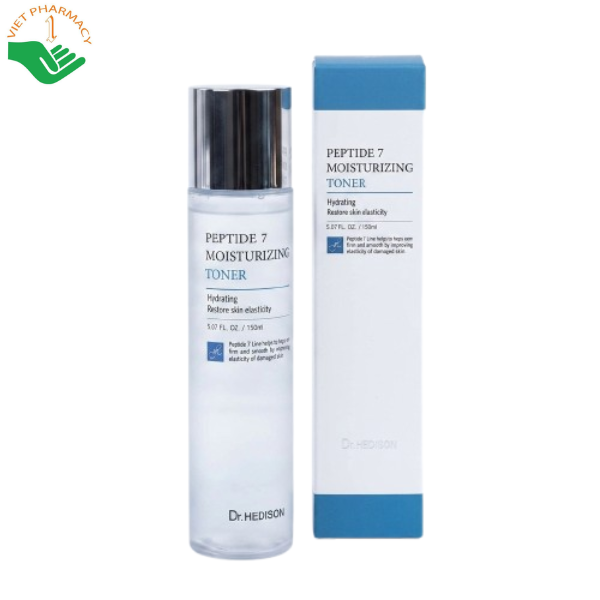 Nước hoa hồng Peptide 7 Moisturizing Toner Dr.Hedison giảm nếp nhăn và tăng độ đàn hồi cho da (Chai 150 ml)