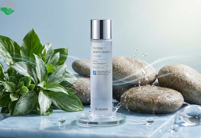 Nước hoa hồng Peptide 7 Moisturizing Toner Dr.Hedison giảm nếp nhăn và tăng độ đàn hồi cho da (Chai 150 ml)