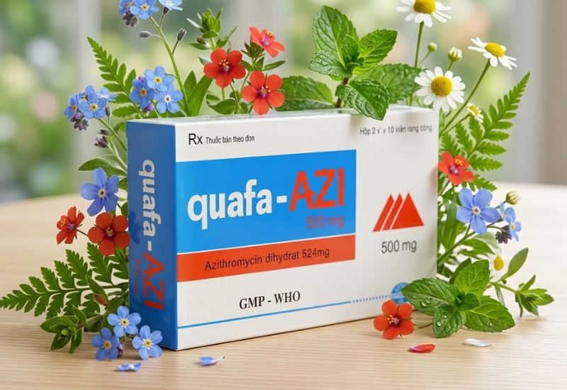 Thuốc kháng sinh Quafa-Azi 500 mg Dược Quảng Bình (Hộp 2 vỉ x 10 viên)