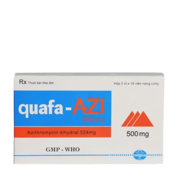 Thuốc kháng sinh Quafa-Azi 500 mg Dược Quảng Bình (Hộp 2 vỉ x 10 viên)