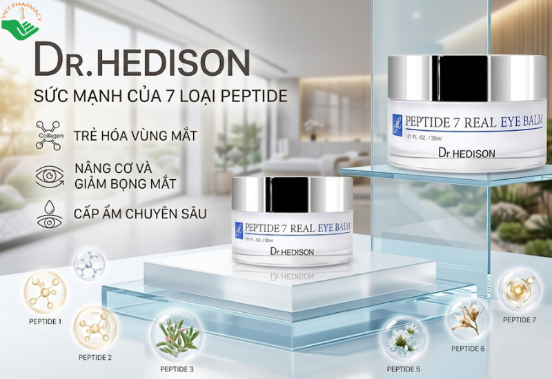 Sáp dưỡng vùng mắt Peptide 7 Real Eye Balm Dr.Hedison giảm nhăn và tăng độ đàn hồi cho mắt (Hũ 30ml)