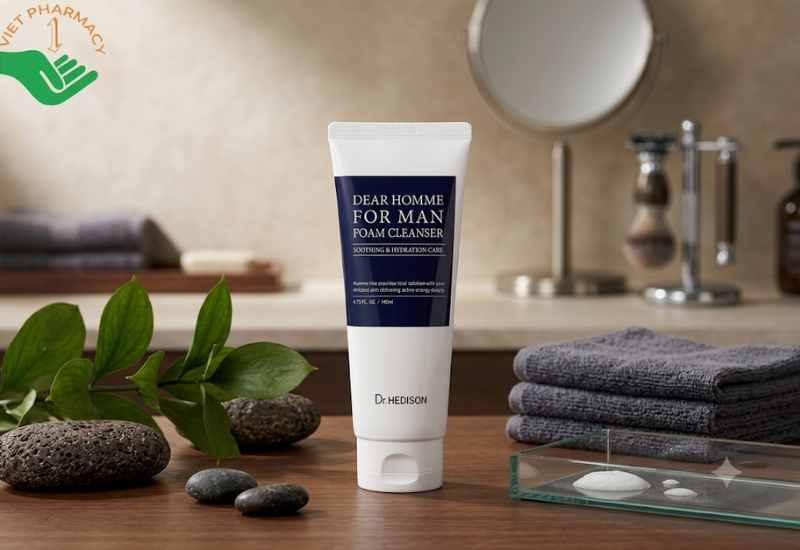 Sữa rửa mặt dành cho nam For Man Foam Cleanser Dr.Hedison làm sạch sâu và thông thoáng lỗ chân lông (Tuýp 140ml)