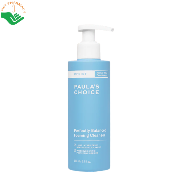 Sữa rửa mặt tạo bọt siêu mịn Resist Perfectly Balanced Foaming Cleanser Paula's Choice làm sạch và cân bằng độ ẩm cho da (Chai 190ml)