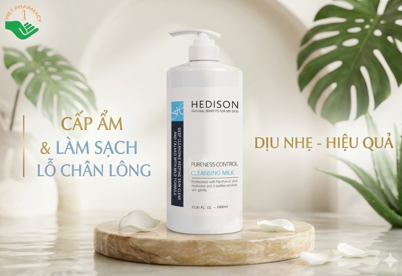Sữa rửa mặt tẩy trang dạng lotion Pureness Control Cleansing Milk Dr.Hedison cấp ẩm và làm sạch lỗ chân lông (Chai 1000ml)