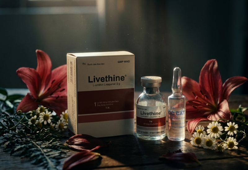 Thuốc bột đông khô pha tiêm điều trị bệnh gan Livethine Bidiphar (Hộp 1 lọ)