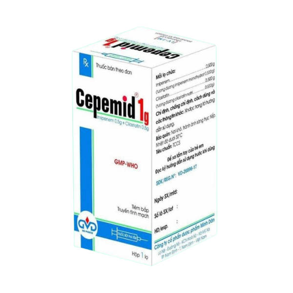 Thuốc bột pha tiêm Cepemid 1g Minh Dân (Hộp 1 lọ 20ml)