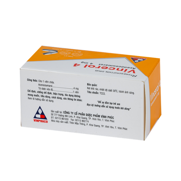 Thuốc chống đông máu Vincerol 4mg Vinphaco (Hộp 3 vỉ x 10 viên)