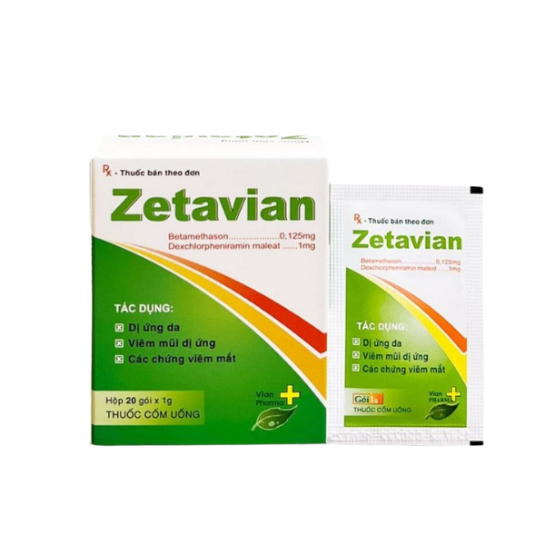 Thuốc cốm dị ứng Zetavian Tipharco (Hộp 20 gói x 1g)