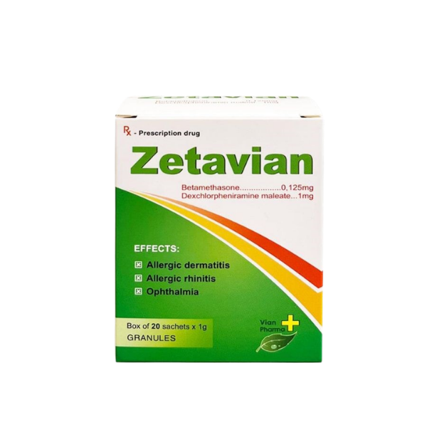 Thuốc cốm dị ứng Zetavian Tipharco (Hộp 20 gói x 1g)