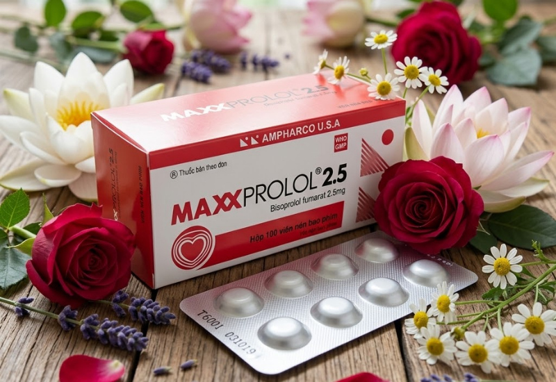 Thuốc điều trị tăng huyết áp Maxxprolol 2.5 Ampharco U.S.A (Hộp 3 vỉ x 10 viên)