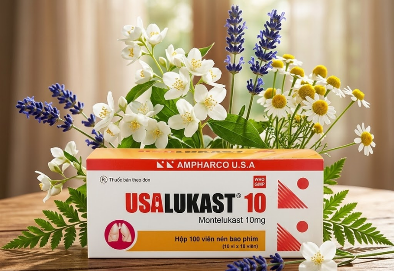 Thuốc dự phòng hen phế quản và viêm mũi dị ứng Usalukast 10 (hộp 30 viên)