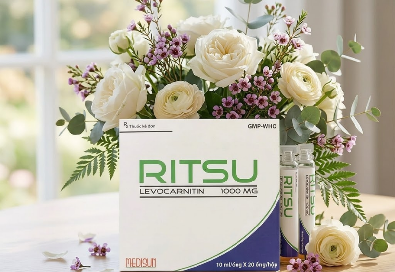 Thuốc điều trị thiếu hụt Carnitine Ritsu Medisun (Hộp 20 ống x 10 ml)