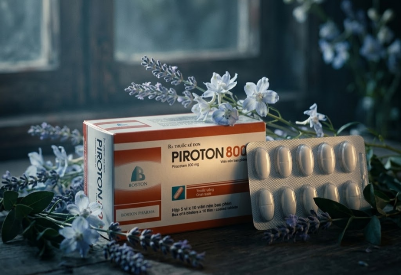 Thuốc hỗ trợ tuần hoàn não Piroton 800 Boston (Hộp 50 viên)