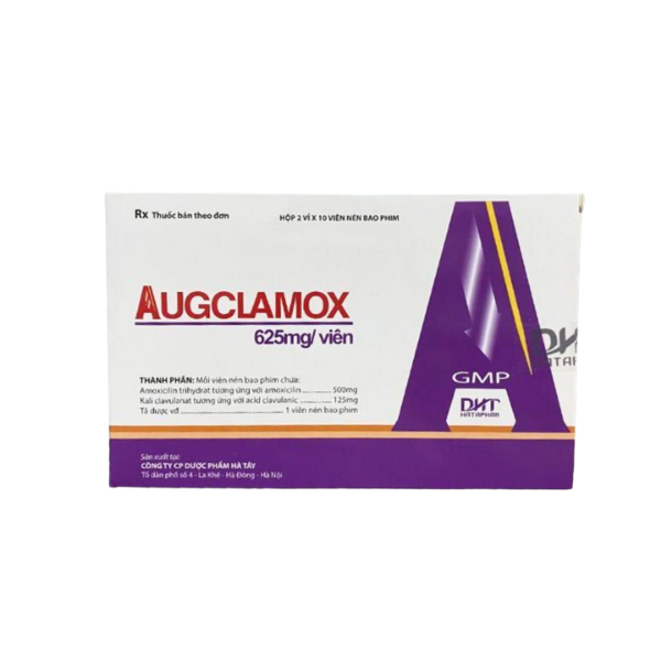 Thuốc kháng sinh Augclamox 625 Dược Hà Tây (Hộp 1 túi x 2 vỉ x 7 viên)