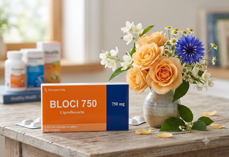 Thuốc kháng sinh điều trị nhiễm khuẩn Bloci 750 Bluepharma (Hộp 2 vỉ x 8 viên)