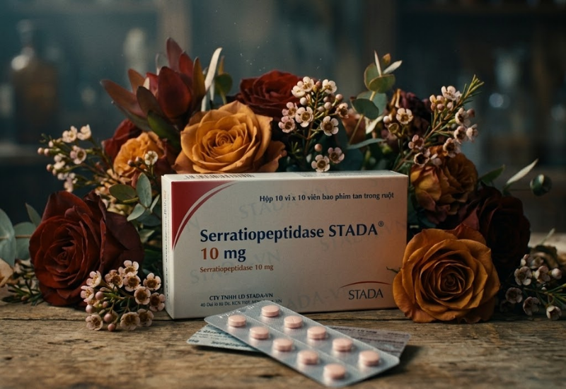 Thuốc kháng viêm giảm phù nề Serratiopeptidase 10mg Danapha (Hộp 10 vỉ x 10 viên)