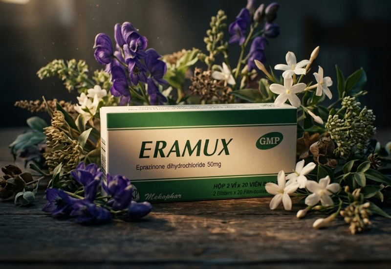 Thuốc long đờm giảm ho Eramux 50mg Mekophar (Hộp 2 vỉ x 20 viên)