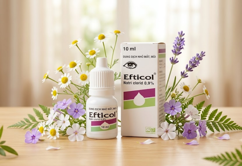 Thuốc nhỏ mắt mũi Efticol Natri Clorid 0.9% (Hộp 1 chai 10ml)