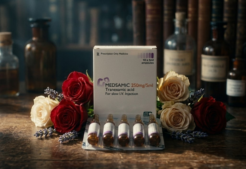 Thuốc tiêm cầm máu Medsamic 500mg/5ml Medochemie (Hộp 5 ống)