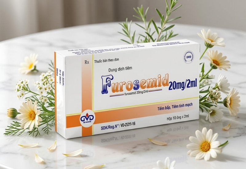 Thuốc tiêm lợi tiểu Furosemid Minh Dân (Hộp 10 ống x 2ml)