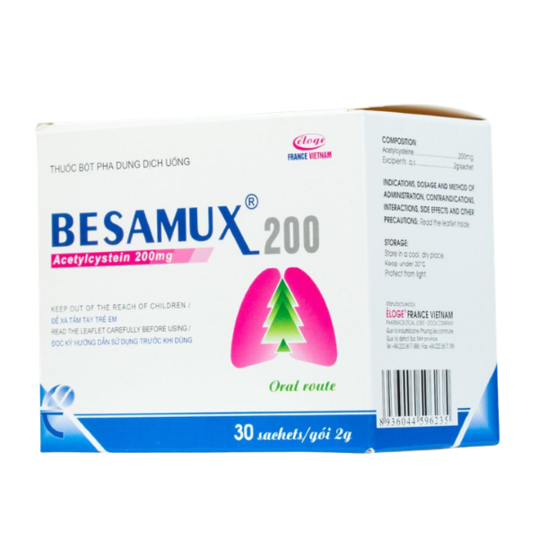 Thuốc tiêu nhầy Besamux 200 Eloge France (Hộp 30 gói x 2g)