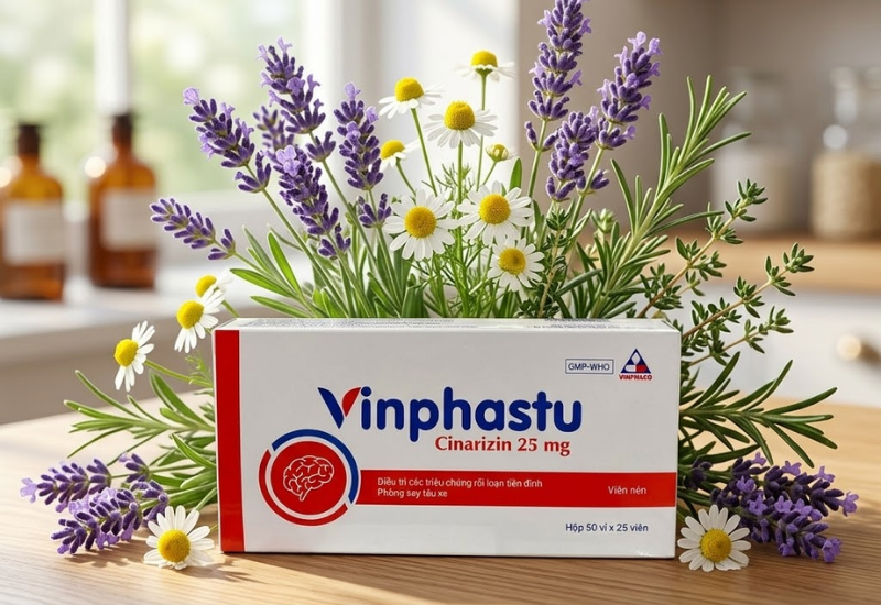 Thuốc trị chóng mặt Vinphastu 25mg Vinphaco (Hộp 50 vỉ x 25 viên)