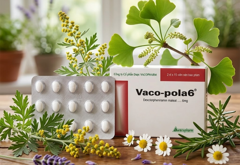 Thuốc trị dị ứng Vaco Pola 6 Vacopharm (Hộp 10 vỉ x 10 viên)
