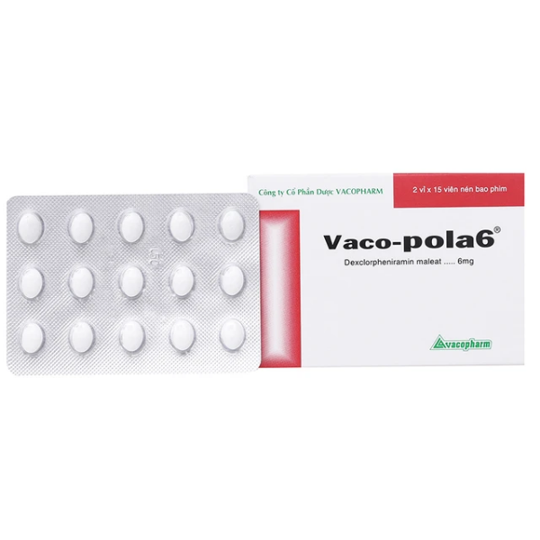 Thuốc trị dị ứng Vaco Pola 6 Vacopharm (Hộp 10 vỉ x 10 viên)
