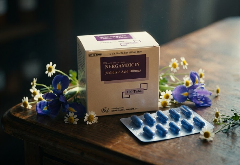 Thuốc trị nhiễm khuẩn đường tiết niệu Nergamdicin 500mg Khapharco (Hộp 100 viên)
