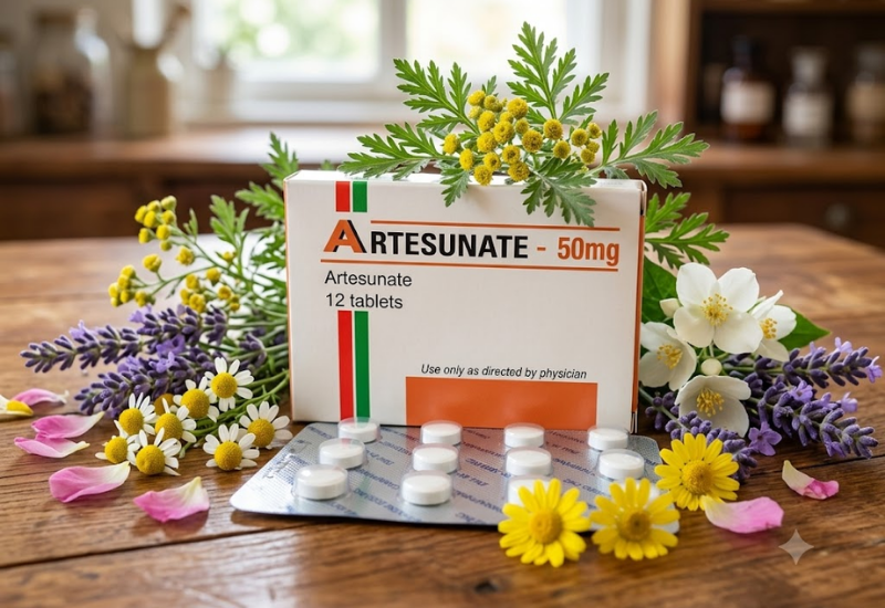 Thuốc trị sốt rét Artesunate 50mg Sao Kim (Hộp 1 vỉ x 12 viên)
