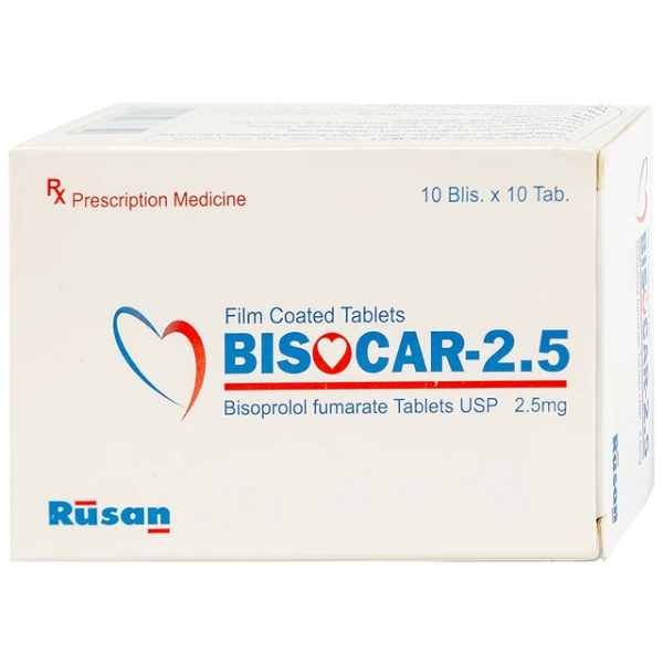 Thuốc trị tăng huyết áp Bisocar 2.5 Rusan Pharm (Hộp 10 vỉ x 10 viên)