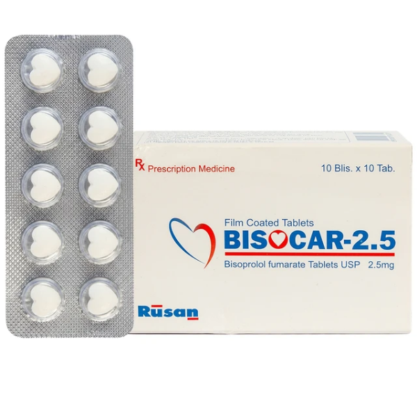 Thuốc trị tăng huyết áp Bisocar 2.5 Rusan Pharm (Hộp 10 vỉ x 10 viên)