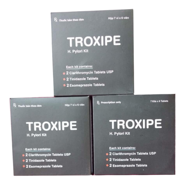 Thuốc trị viêm loét dạ dày Troxipe Yeva Therapeutics (Hộp 7 vỉ x 6 viên)