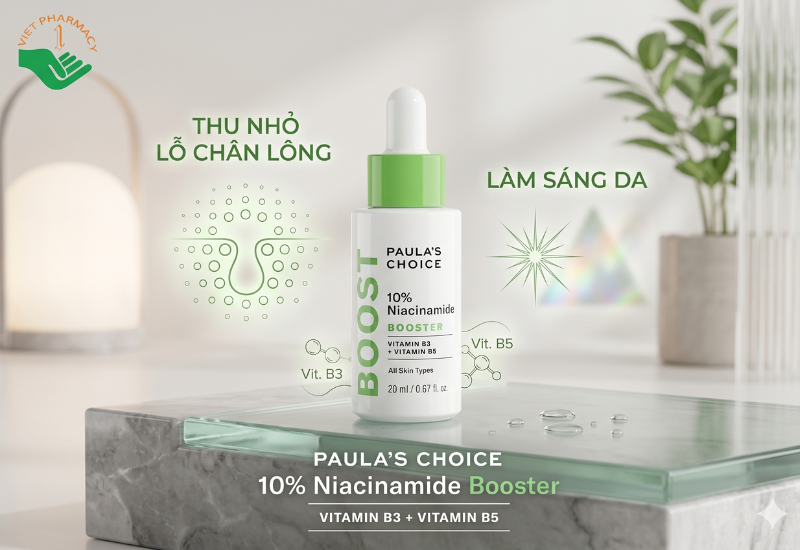 Tinh chất 10% Niacinamide Booster Paula's Choice giúp thu nhỏ lỗ chân lông và làm sáng da (Chai 20ml)