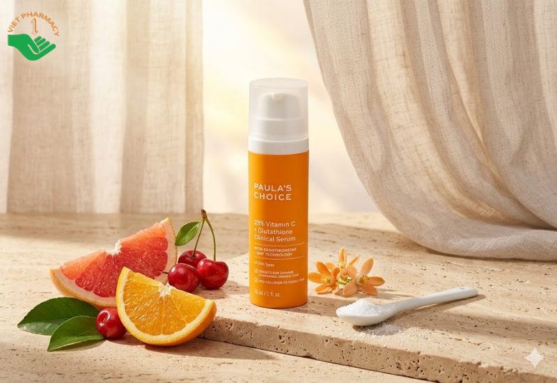 Tinh chất 25% Vitamin C + Glutathione Clinical Serum Paula's Choice làm sáng da và mờ nám chuyên sâu (Chai 30ml)