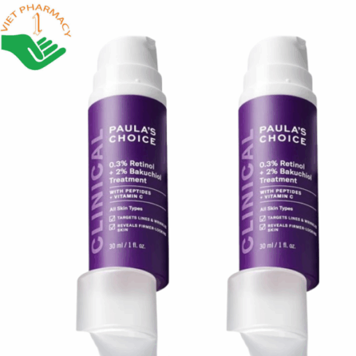 Tinh chất chống lão hóa Clinical 0.3% Retinol + 2% Bakuchiol Treatment Paula's Choice giúp mờ vết thâm và nếp nhăn (Chai 30ml)