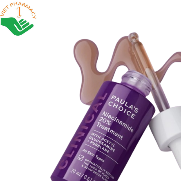 Tinh Chất Clinical Niacinamide 20% Treatment Paula's Choice giúp thu nhỏ lỗ chân lông to và làm sáng mịn bề mặt da (Chai 20ml)