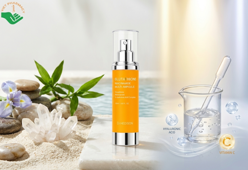Tinh chất Glutathione Niacinamide Multi Ampoule Dr.Hedison hỗ trợ sáng mịn và săn chắc da (Chai 50ml)
